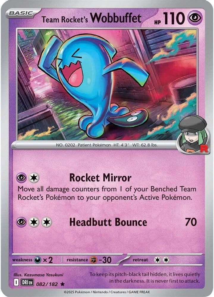 2025 Pokemon: SV10: Destined Rivals (DRI) - Team Rocket's Wobbuffet (#082/182, Rare) (Holofoil, Near Mint)