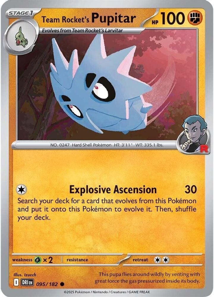2025 Pokemon: SV10: Destined Rivals (DRI) - Team Rocket's Pupitar (#095/182, Common) (Reverse Holofoil, Near Mint)