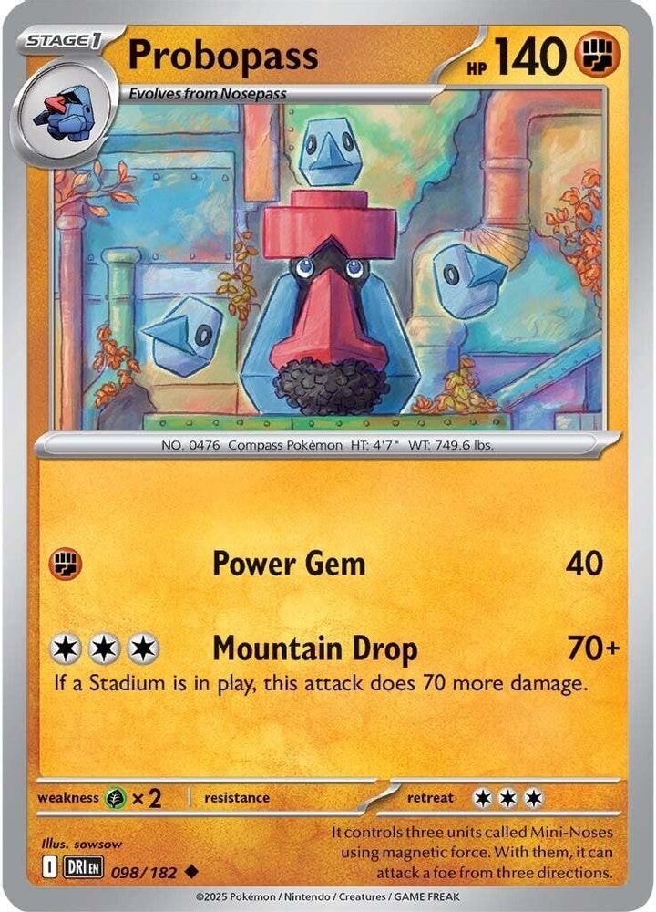 2025 Pokemon: SV10: Destined Rivals (DRI) - Probopass (#098/182, Uncommon) (Reverse Holofoil, Near Mint)