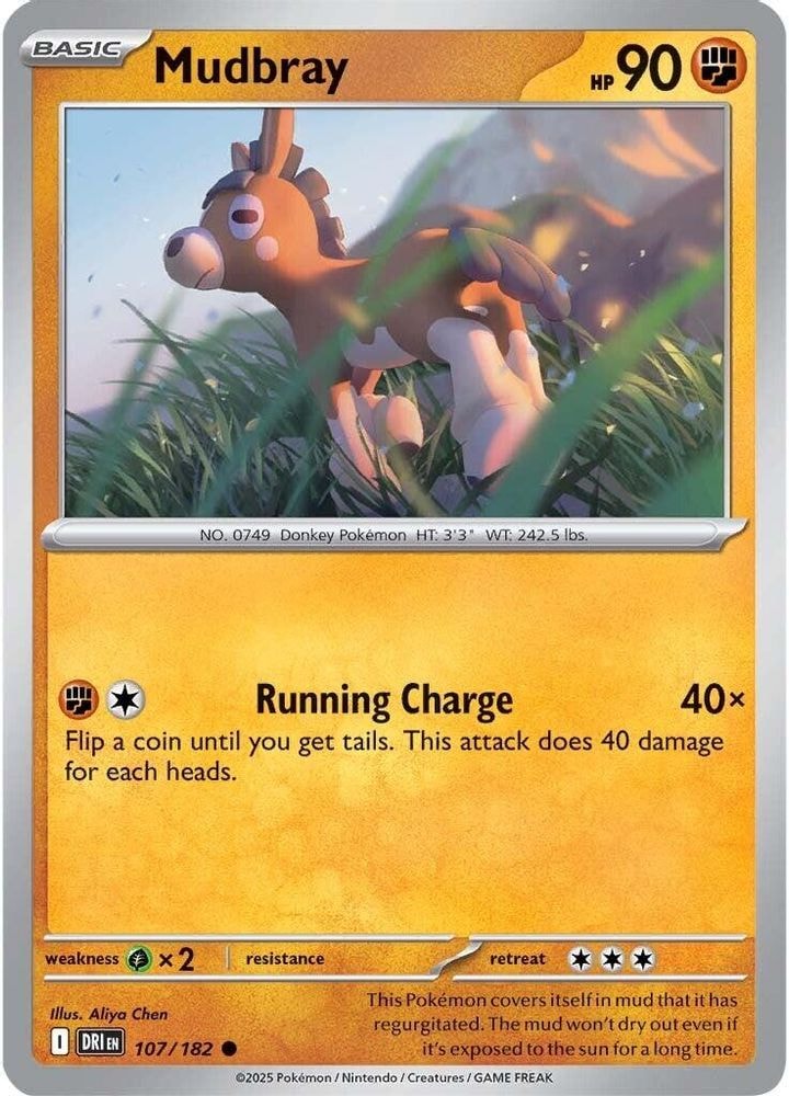 2025 Pokemon: SV10: Destined Rivals (DRI) - Mudbray (#107/182, Common) (Reverse Holofoil, Near Mint)