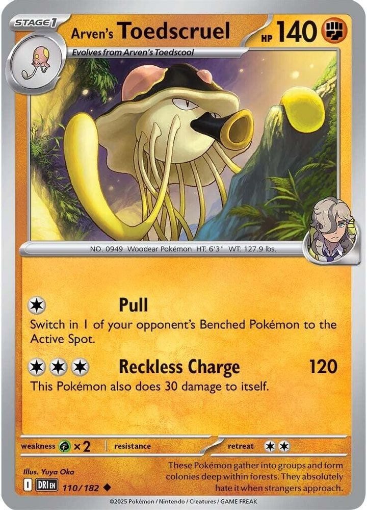 2025 Pokemon: SV10: Destined Rivals (DRI) - Arven's Toedscruel (#110/182, Uncommon) (Reverse Holofoil, Near Mint)