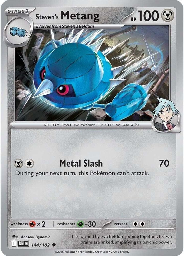 2025 Pokemon: SV10: Destined Rivals (DRI) - Steven's Metang (#144/182, Uncommon) (Reverse Holofoil, Near Mint)