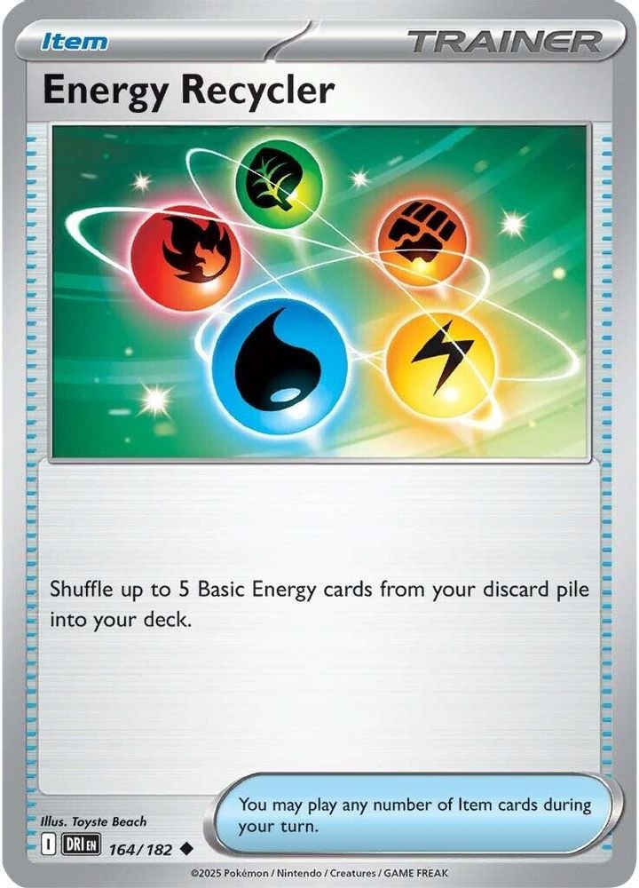 2025 Pokemon: SV10: Destined Rivals (DRI) - Energy Recycler (#164/182, Uncommon) (Reverse Holofoil, Near Mint)