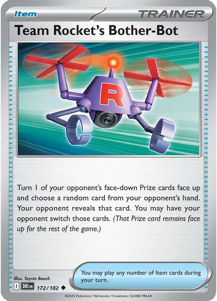 2025 Pokemon: SV10: Destined Rivals (DRI) - Team Rocket's Bother-Bot (#172/182, Uncommon) (Reverse Holofoil, Near Mint)