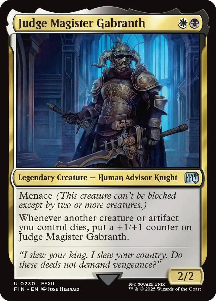 2025 Magic: The Gathering: FINAL FANTASY (FIN) - Judge Magister Gabranth (#230, Uncommon) (, Near Mint)