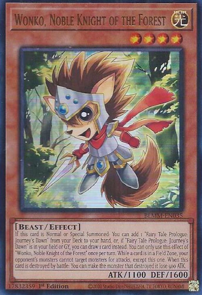 2025 YuGiOh: Battles of Legend: Monster Mayhem (BLMM) - Wonko Noble Knight of the Forest (#BLMM-EN035, Ultra Rare) (1st Edition, Near Mint)