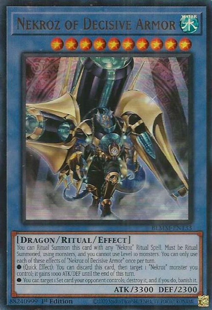 2025 YuGiOh: Battles of Legend: Monster Mayhem (BLMM) - Nekroz of Decisive Armor (#BLMM-EN133, Ultra Rare) (1st Edition, Near Mint)