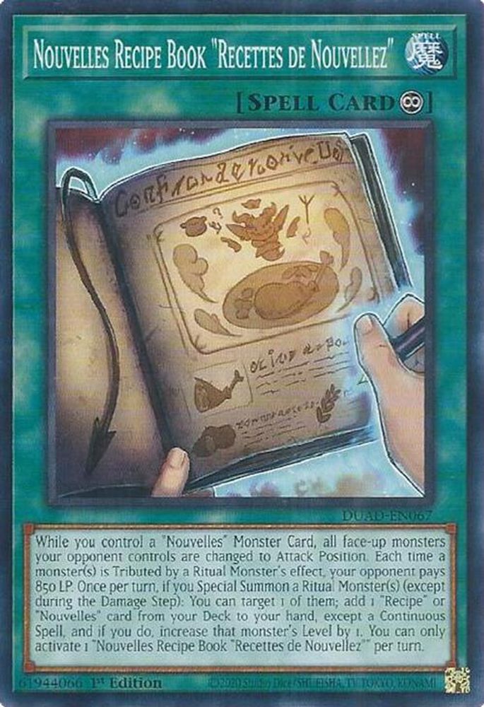 2025 YuGiOh: Duelist's Advance (DUAD) - Nouvelles Recipe Book Recettes de Nouvellez (#DUAD-EN067, Common) (1st Edition, Near Mint)