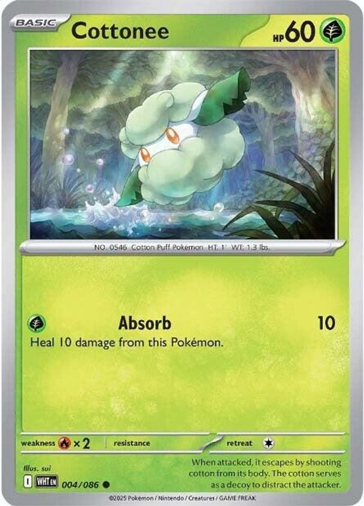 2025 Pokemon: SV: White Flare (WHT) - Cottonee (#004/086, Common) (Reverse Holofoil, Near Mint)