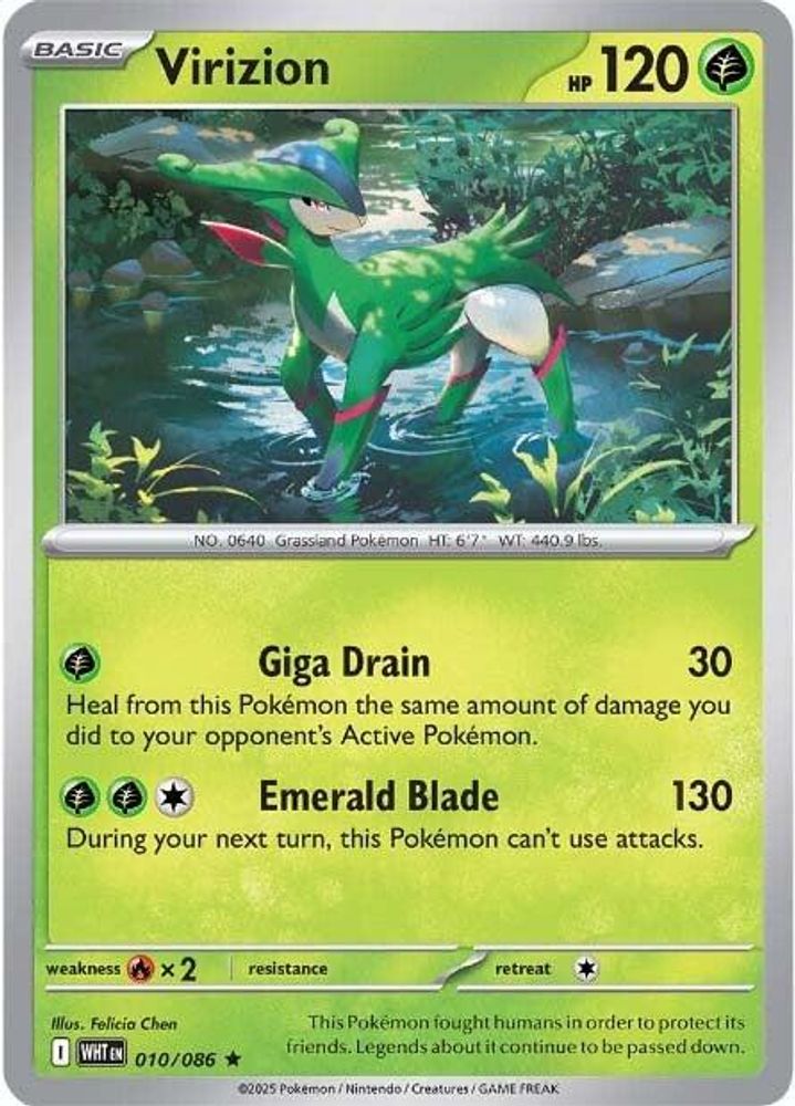 2025 Pokemon: SV: White Flare (WHT) - Virizion (#010/086, Rare) (Holofoil, Near Mint)