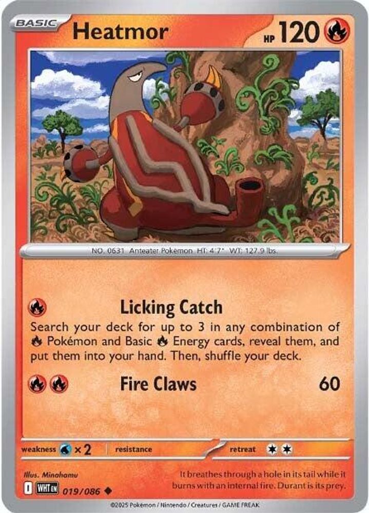 2025 Pokemon: SV: White Flare (WHT) - Heatmor (#019/086, Uncommon) (Reverse Holofoil, Near Mint)