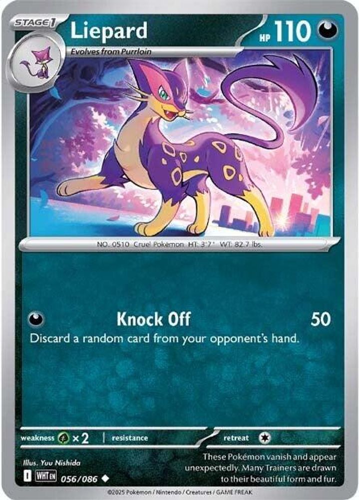 2025 Pokemon: SV: White Flare (WHT) - Liepard (#056/086, Uncommon) (Reverse Holofoil, Near Mint)