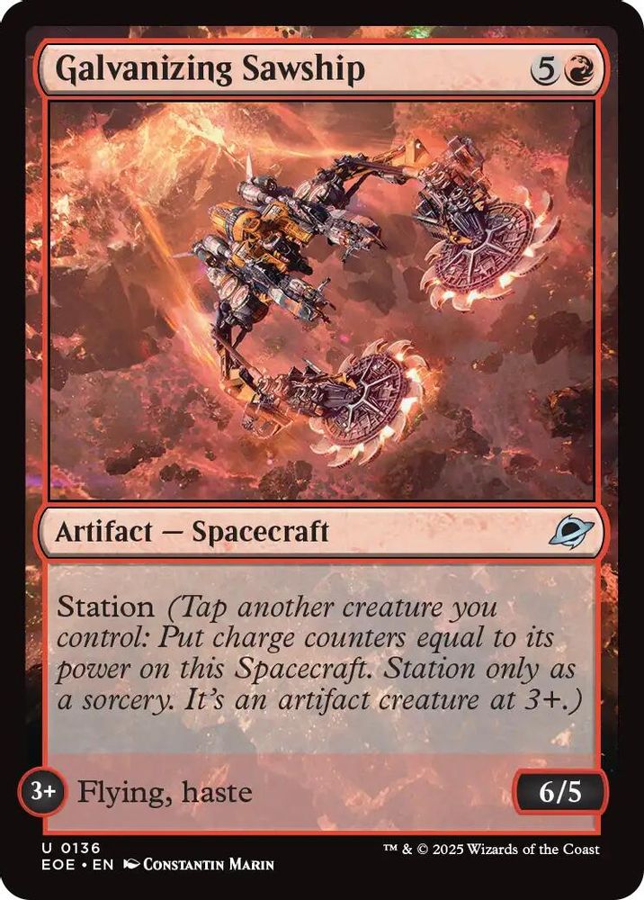 2025 Magic: The Gathering: Edge of Eternities (EOE) - Galvanizing Sawship (#136, Uncommon) (, Near Mint)