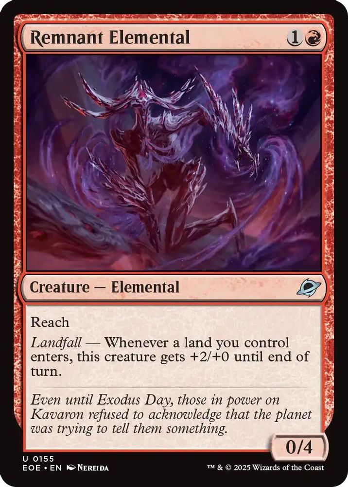 2025 Magic: The Gathering: Edge of Eternities (EOE) - Remnant Elemental (#155, Uncommon)