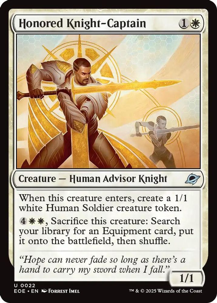 2025 Magic: The Gathering: Edge of Eternities (EOE) - Honored Knight Captain (#22, Uncommon)