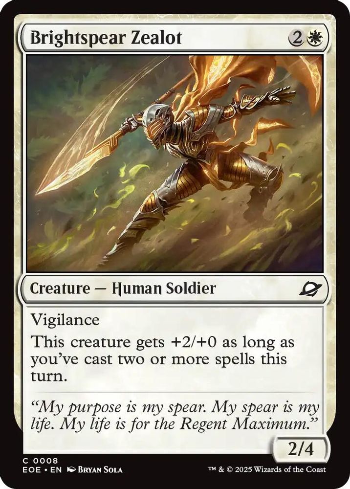 2025 Magic: The Gathering: Edge of Eternities (EOE) - Brightspear Zealot (#8, Common)
