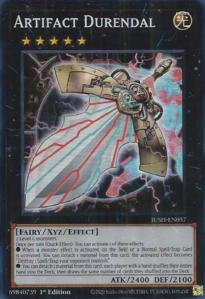 2025 YuGiOh: Justice Hunters (JUSH) - Artifact Durendal Super Rare (#JUSH-EN057, Super Rare) (1st Edition, Near Mint)