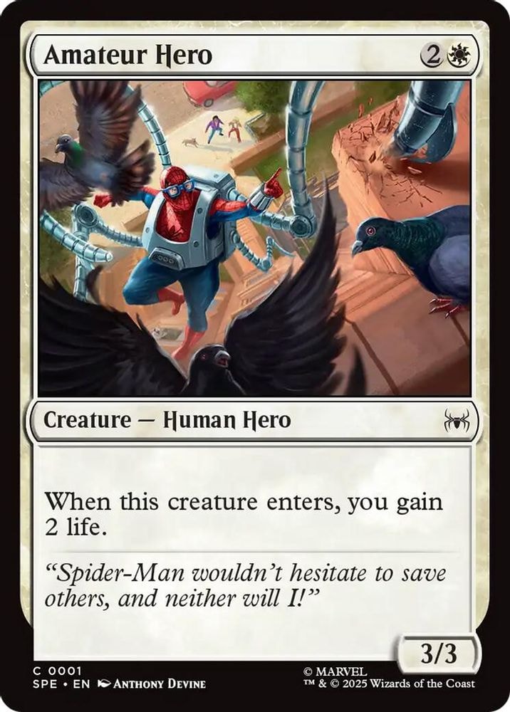 2025 Magic: The Gathering: Marvel's Spider-Man: Eternal-Legal (SPE) - Amateur Hero (#1, Common) (Foil, Near Mint)