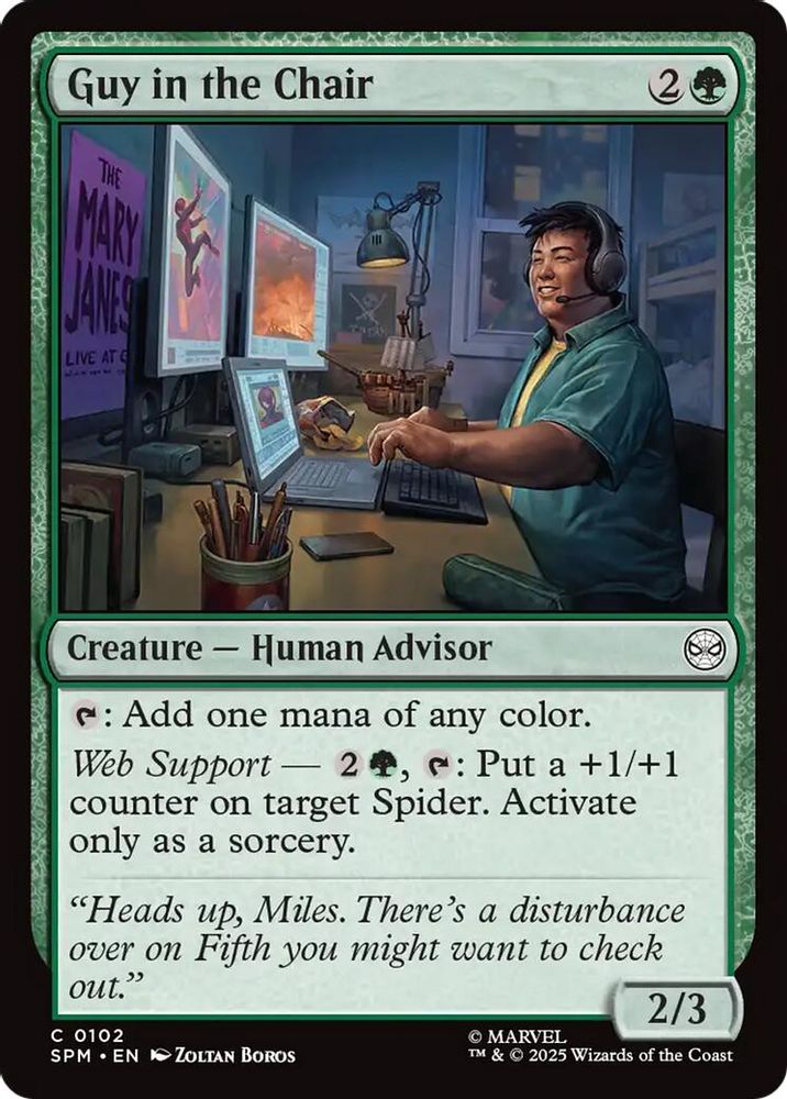 2025 Magic: The Gathering: Marvel's Spider-Man (SPM) - Guy in the Chair (#102, Common)
