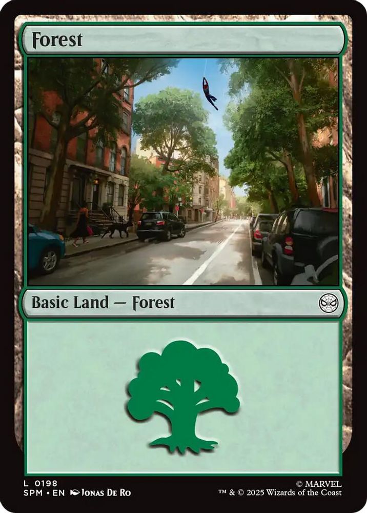 2025 Magic: The Gathering: Marvel's Spider-Man (SPM) - Forest (0198) (#198, Land) (, Near Mint)
