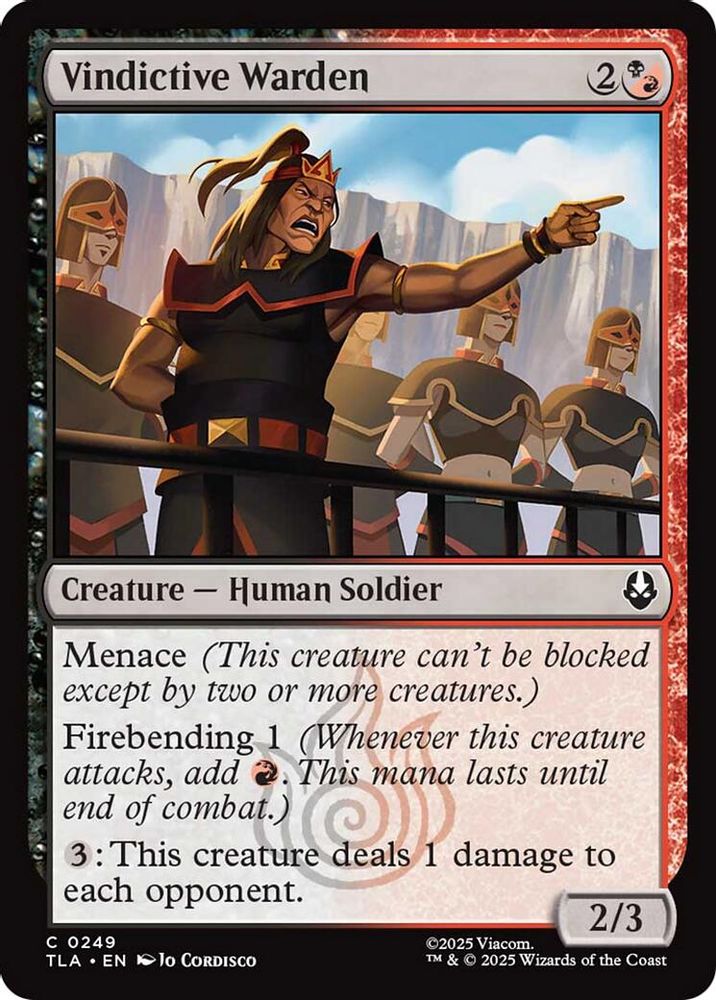 2025 Magic: The Gathering: Avatar: The Last Airbender (TLA) - Vindictive Warden (#249, Common) (, Near Mint)