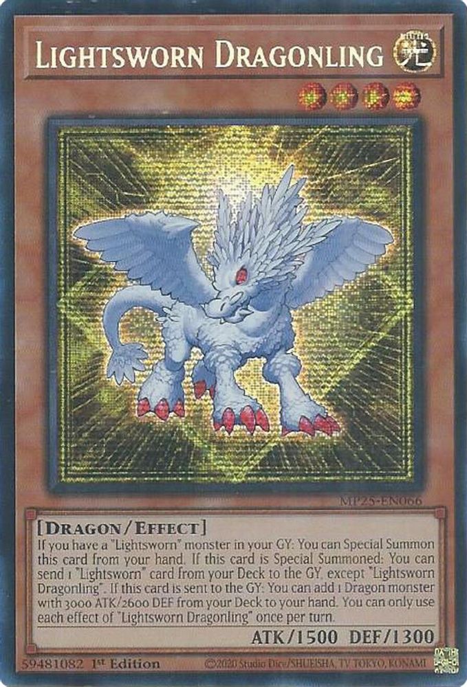 2025 YuGiOh: 2025 Mega-Pack (MP25) - Lightsworn Dragonling (#MP25-EN066, Prismatic Secret Rare) (1st Edition, Near Mint)
