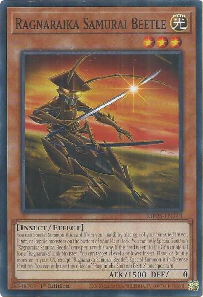 2025 YuGiOh: 2025 Mega-Pack (MP25) - Ragnaraika Samurai Beetle (#MP25-EN343, Common) (1st Edition, Near Mint)