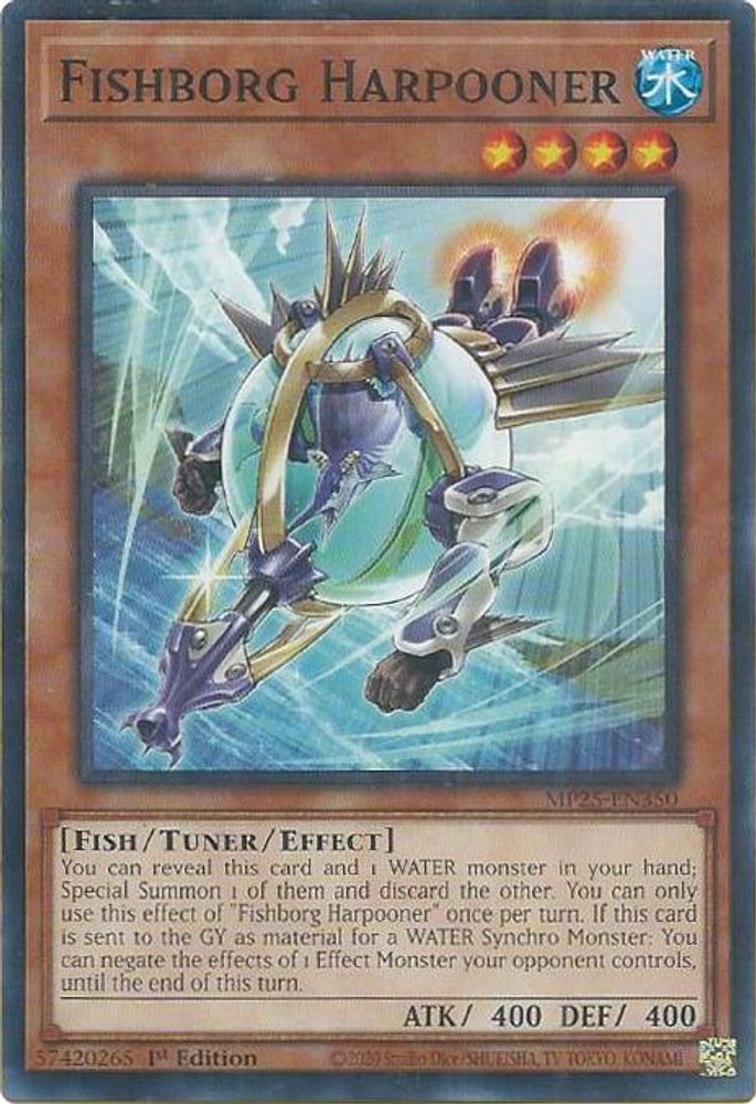 2025 YuGiOh: 2025 Mega-Pack (MP25) - Fishborg Harpooner (#MP25-EN350, Common) (1st Edition, Near Mint)