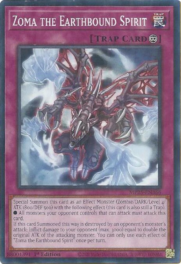 2025 YuGiOh: 2025 Mega-Pack (MP25) - Zoma the Earthbound Spirit (#MP25-EN366, Common) (1st Edition, Near Mint)