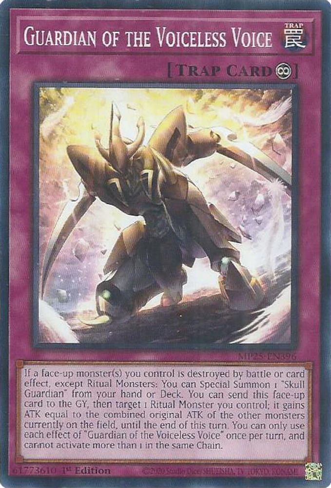2025 YuGiOh: 2025 Mega-Pack (MP25) - Guardian of the Voiceless Voice (#MP25-EN396, Common) (1st Edition, Near Mint)