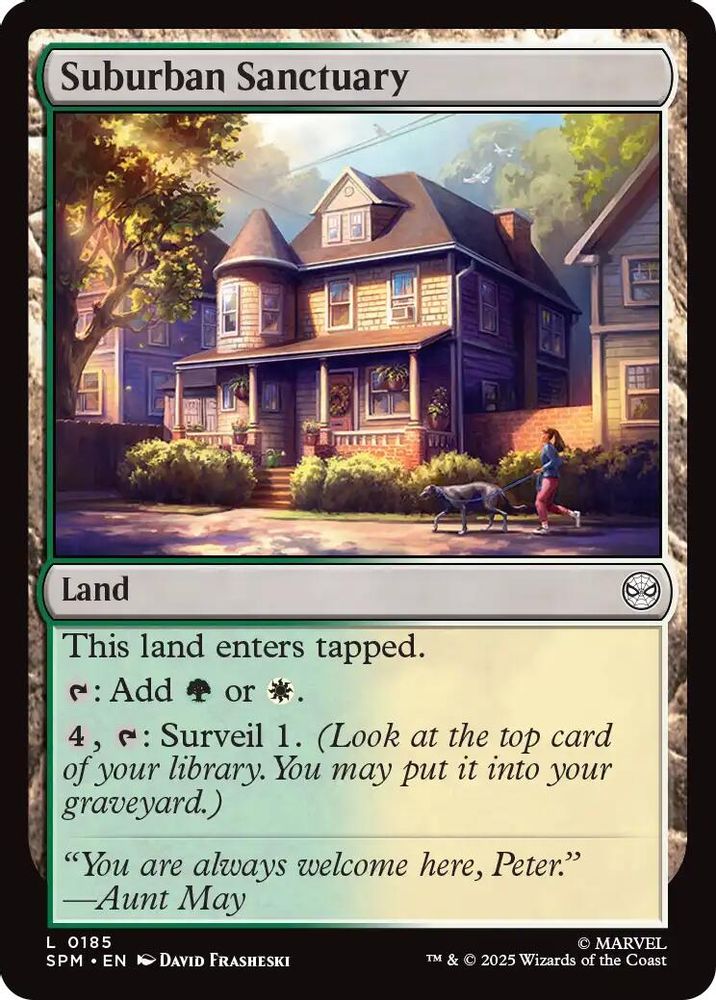 2025 Magic: The Gathering: Marvel's Spider-Man (SPM) - Suburban Sanctuary (#185, Land) (, Near Mint)