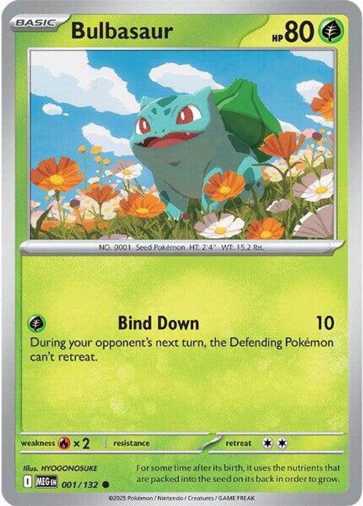 2025 Pokemon: ME01: Mega Evolution (MEG) - Bulbasaur 001 132 (#001/132, Common) (Reverse Holofoil, Near Mint)