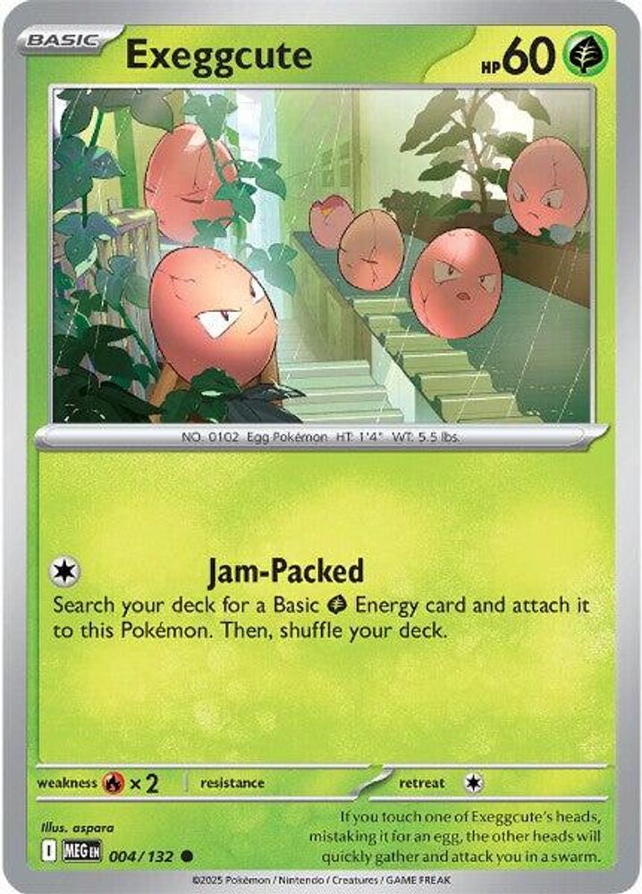2025 Pokemon: ME01: Mega Evolution (MEG) - Exeggcute (#004/132, Common) (Reverse Holofoil, Near Mint)