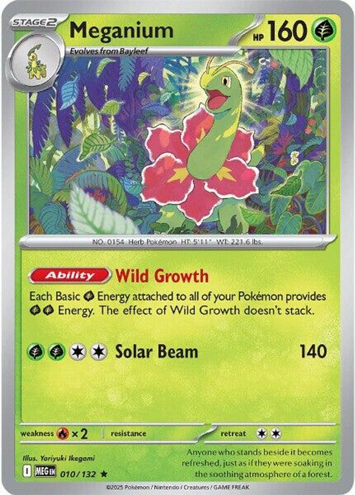 2025 Pokemon: ME01: Mega Evolution (MEG) - Meganium (#010/132, Rare) (Holofoil, Near Mint)