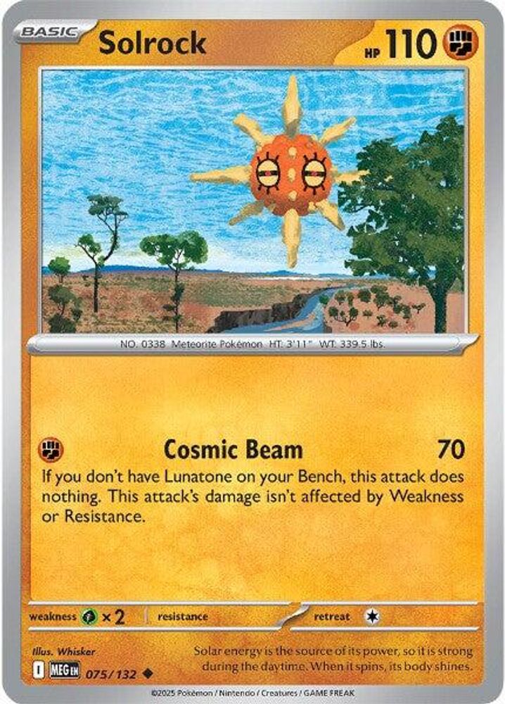 2025 Pokemon: ME01: Mega Evolution (MEG) - Solrock (#075/132, Uncommon) (Reverse Holofoil, Near Mint)