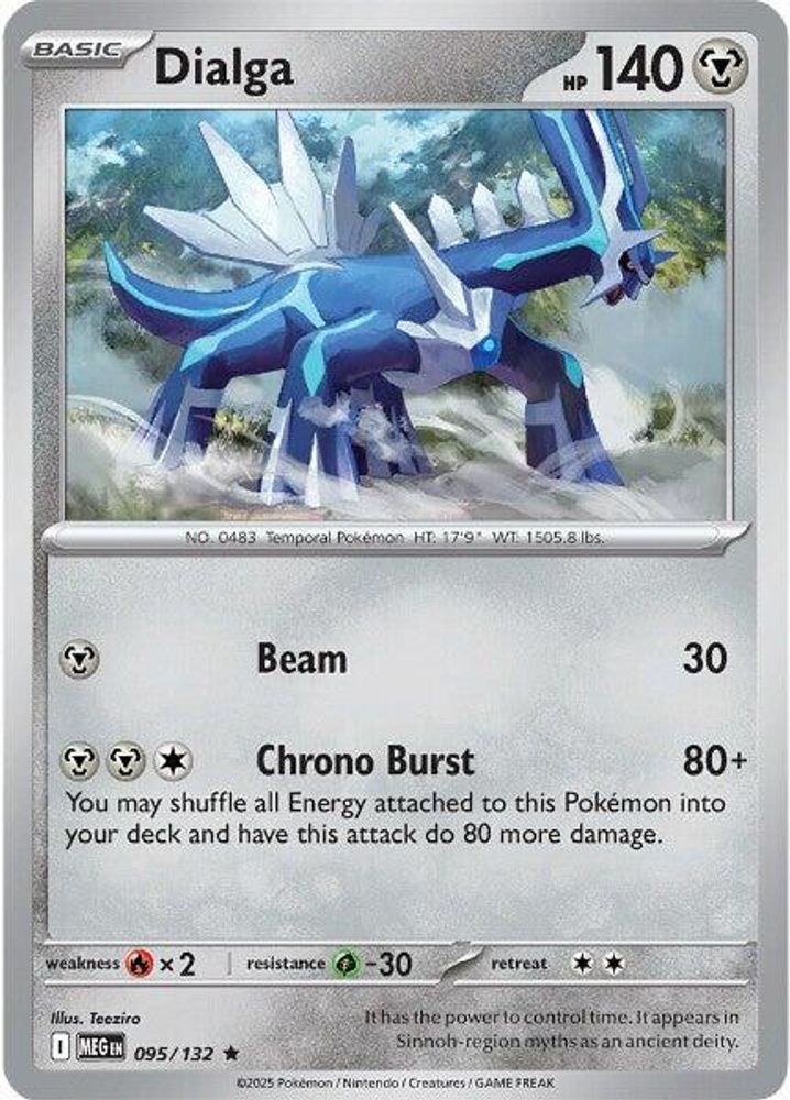 2025 Pokemon: ME01: Mega Evolution (MEG) - Dialga (#095/132, Rare) (Reverse Holofoil, Near Mint)