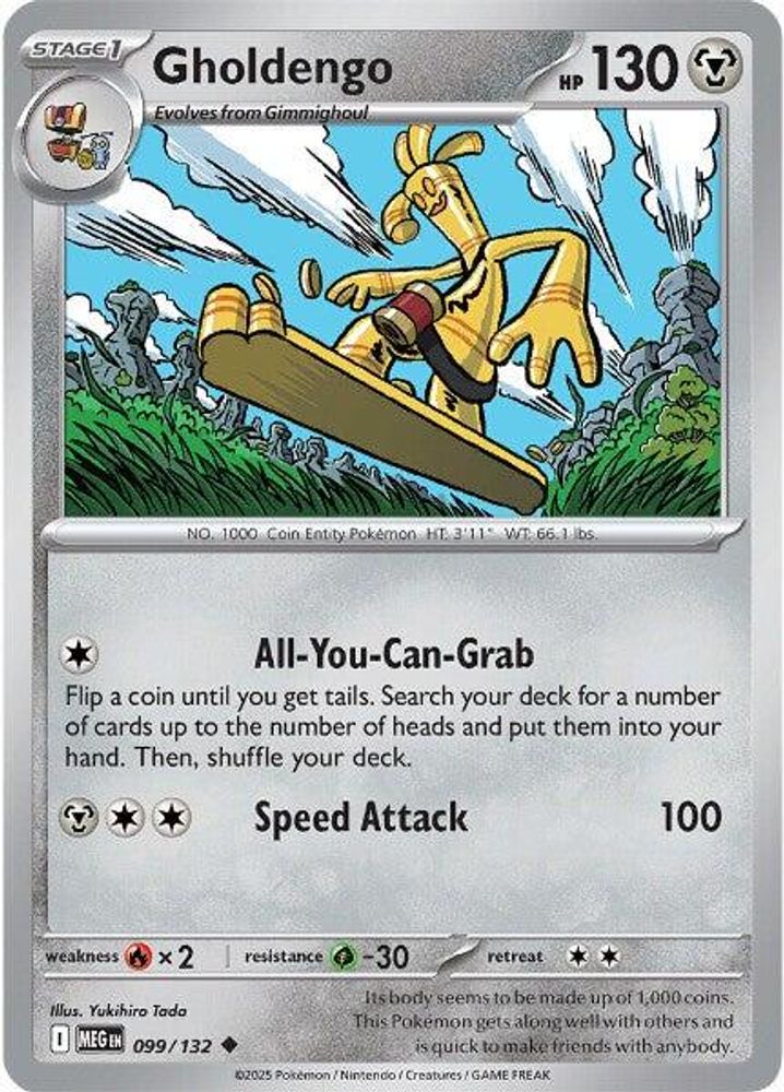 2025 Pokemon: ME01: Mega Evolution (MEG) - Gholdengo (#099/132, Uncommon) (Reverse Holofoil, Near Mint)