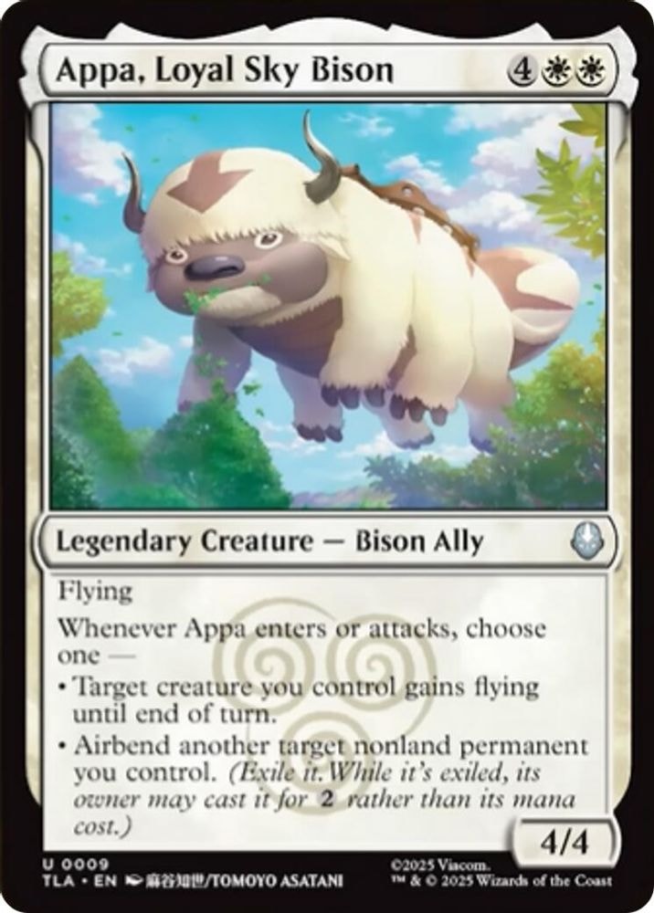 2025 Magic: The Gathering: Avatar: The Last Airbender (TLA) - Appa Loyal Sky Bison (#9, Uncommon) (, Near Mint)
