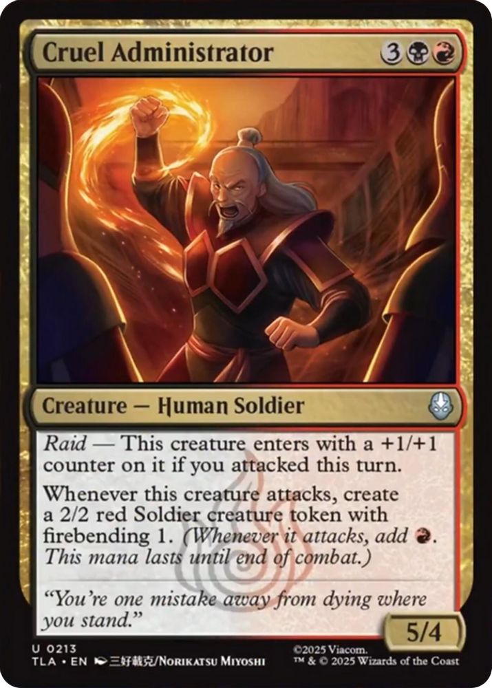 2025 Magic: The Gathering: Avatar: The Last Airbender (TLA) - Cruel Administrator (#213, Uncommon) (, Near Mint)
