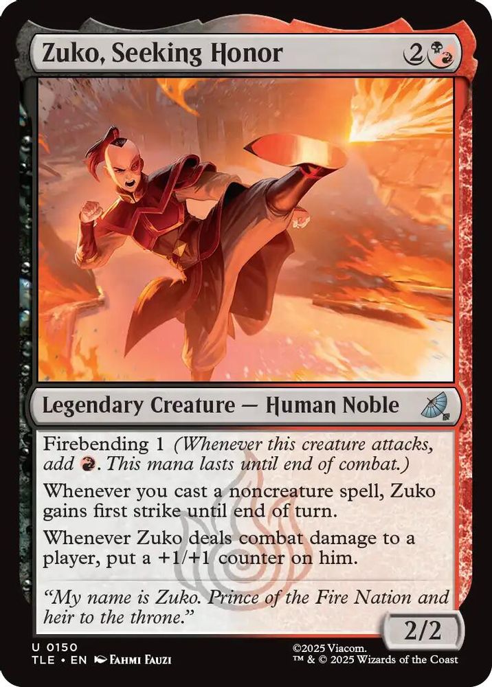 2025 Magic: The Gathering: Avatar: The Last Airbender: Eternal-Legal (TLE) - Zuko Seeking Honor (#150, Uncommon) (Foil, Near Mint)