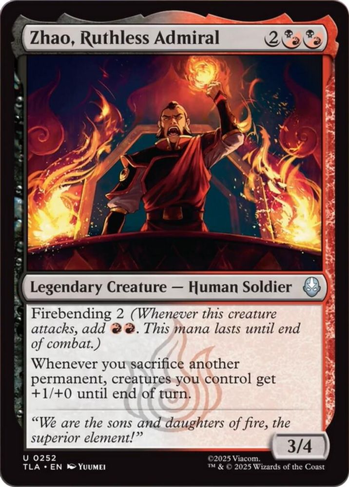 2025 Magic: The Gathering: Avatar: The Last Airbender (TLA) - Zhao Ruthless Admiral (#252, Uncommon)