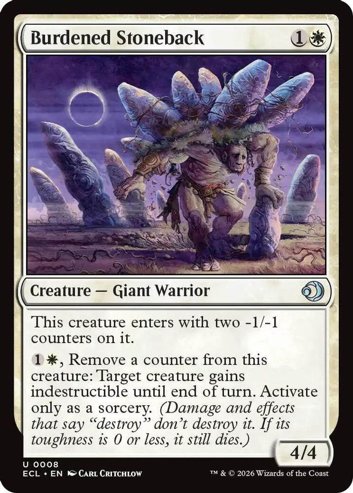 2026 Magic: The Gathering: Lorwyn Eclipsed (ECL) - Burdened Stoneback (#8, Uncommon) (, Near Mint)