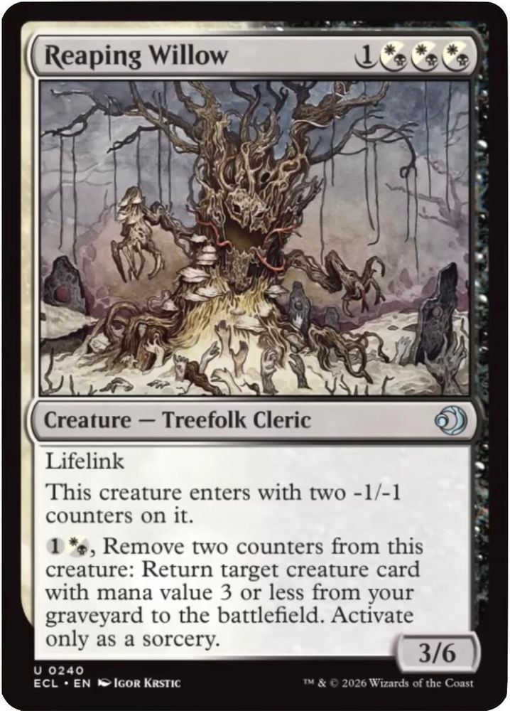 2026 Magic: The Gathering: Lorwyn Eclipsed (ECL) - Reaping Willow (#240, Uncommon)