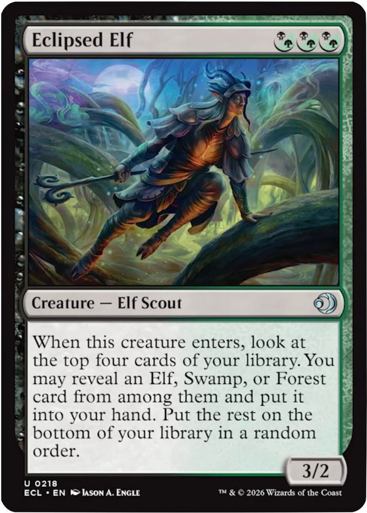 2026 Magic: The Gathering: Lorwyn Eclipsed (ECL) - Eclipsed Elf (#218, Uncommon)