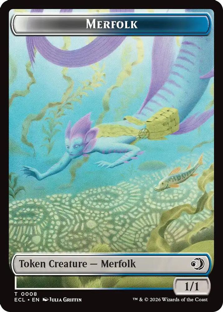2026 Magic: The Gathering: Lorwyn Eclipsed (ECL) - Merfolk Worm Double Sided Token (#8 // 9, T) (, Near Mint)