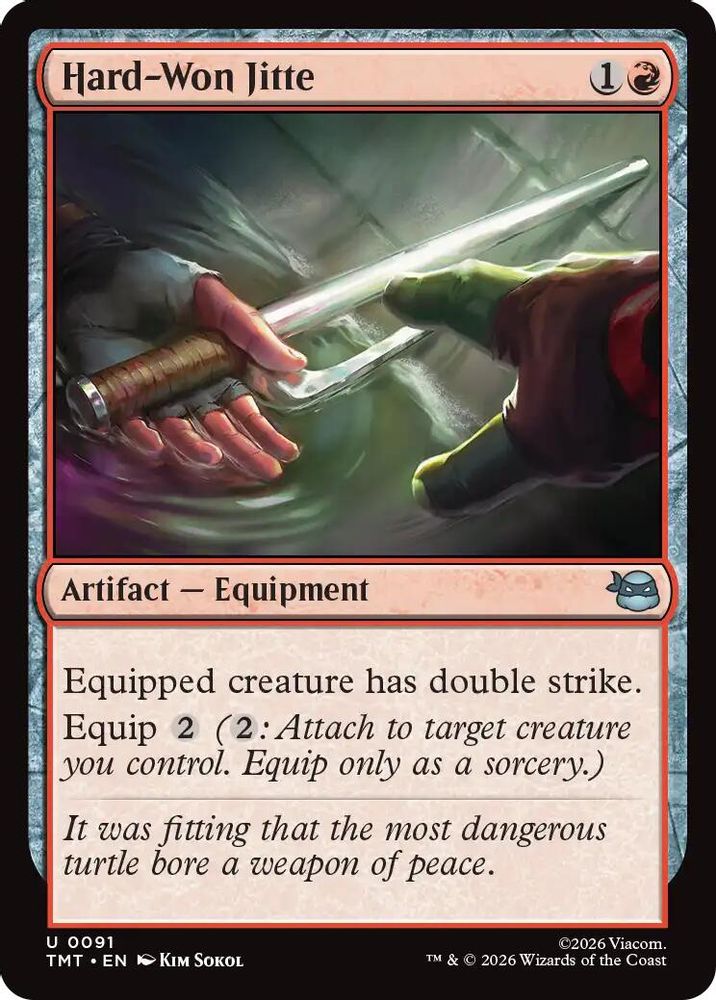 2026 Magic: The Gathering: Teenage Mutant Ninja Turtles (TMT) - Hard Won Jitte (#91, Uncommon) (, Near Mint)