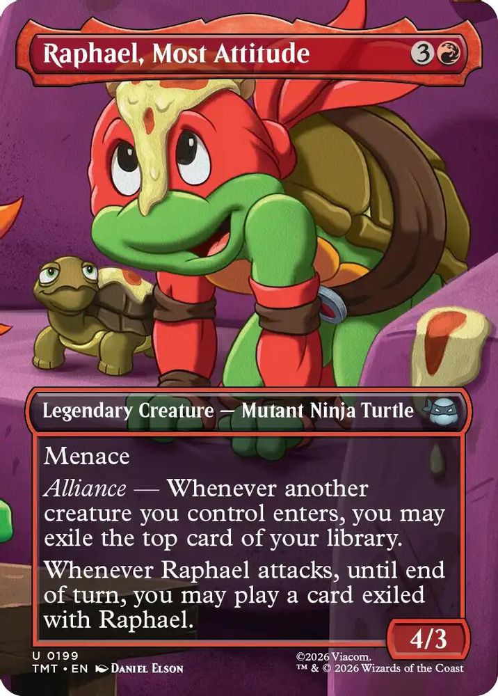 2026 Magic: The Gathering: Teenage Mutant Ninja Turtles (TMT) - Raphael Most Attitude Borderless (#199, Uncommon) (Foil, Near Mint)