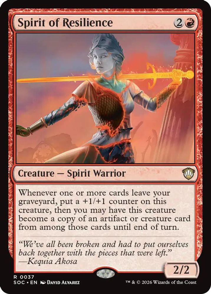 2026 Magic: The Gathering: Commander: Secrets of Strixhaven (SOC) - Spirit of Resilience (#37, Rare) (, Near Mint)
