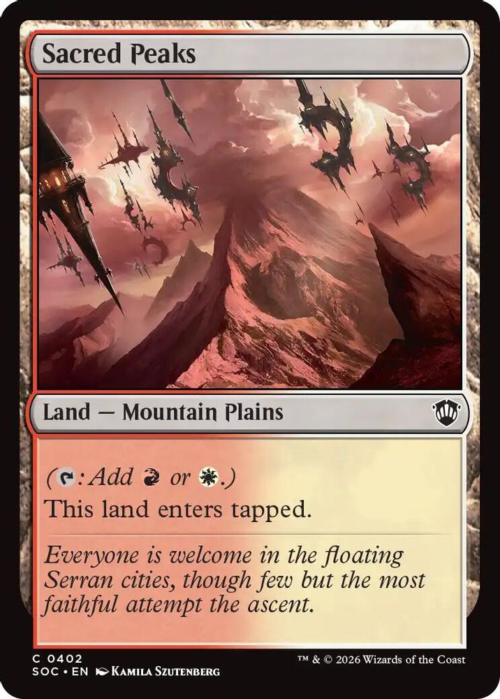 2026 Magic: The Gathering: Commander: Secrets of Strixhaven (SOC) - Sacred Peaks (#402, Common) (, Near Mint)