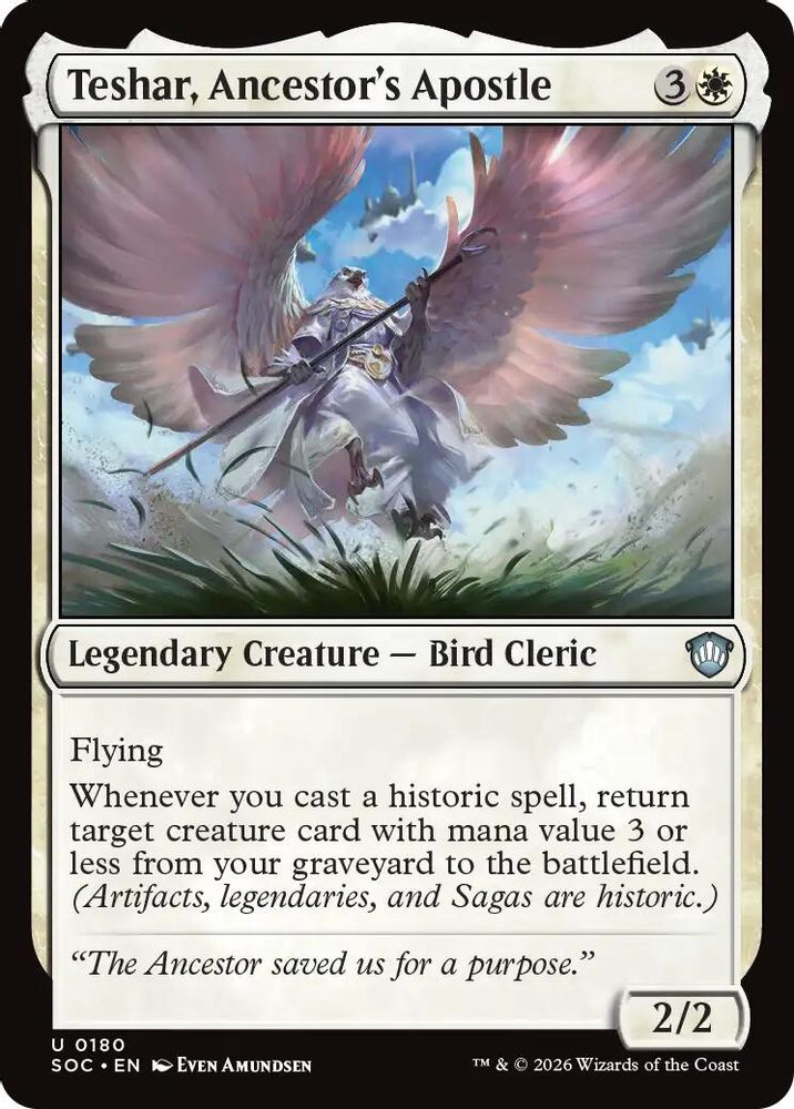 2026 Magic: The Gathering: Commander: Secrets of Strixhaven (SOC) - Teshar Ancestors Apostle (#180, Uncommon) (, Near Mint)